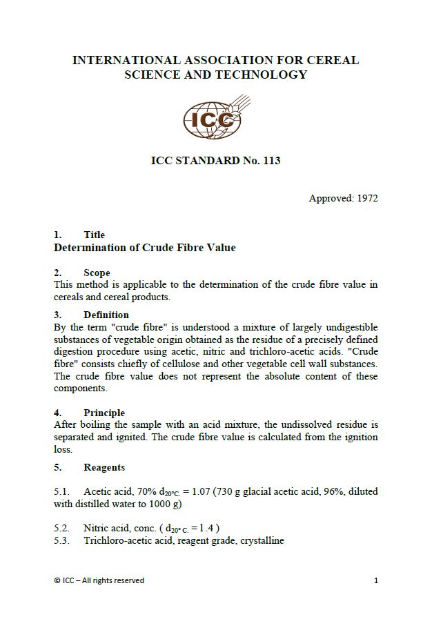 113 Determination of Crude Fibre Value [Print]