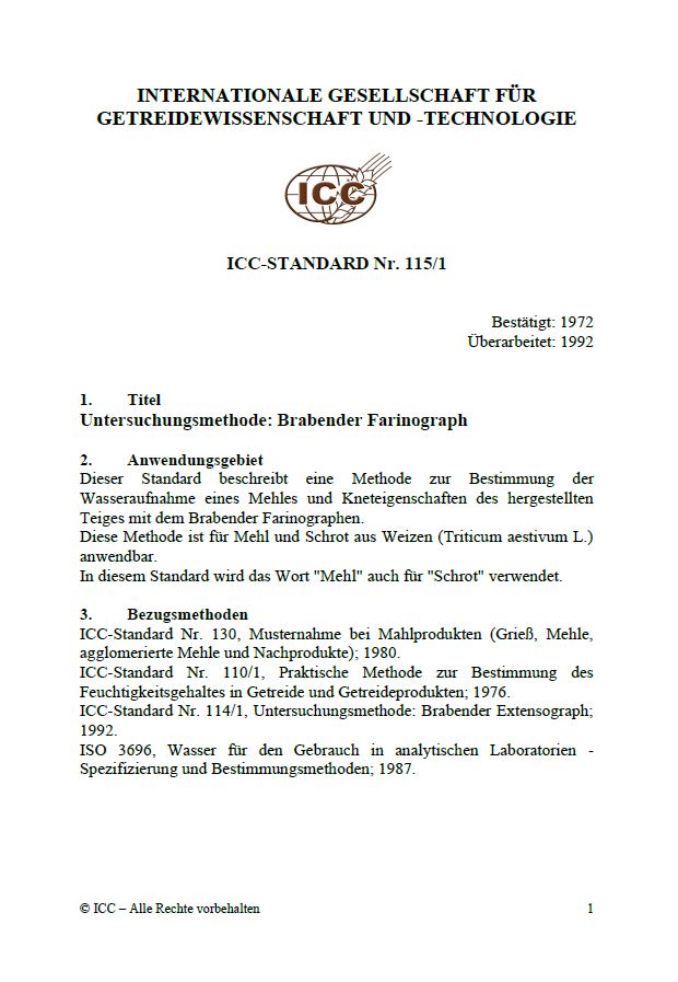 115/1 Untersuchungsmethode: Brabender-Farinograph [Print]