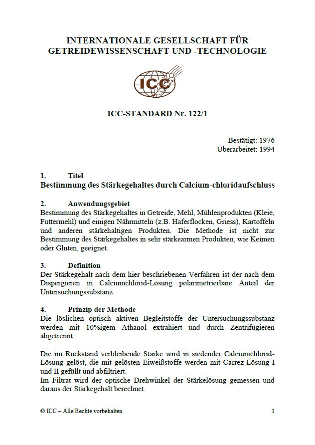 122/1 Bestimmung des Stärkegehaltes durch Calciumchloridaufschluss [PDF]