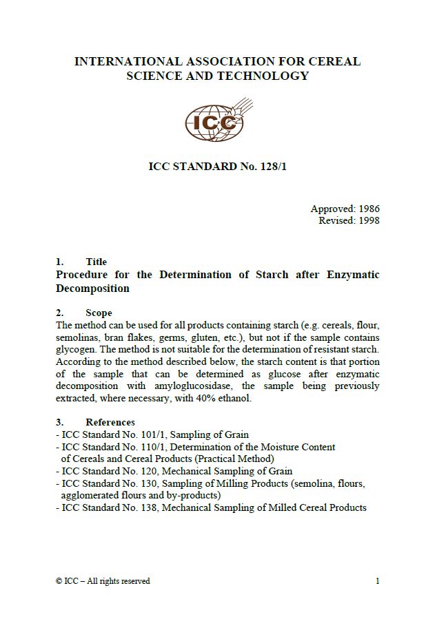 128/1 Procedure for the Determination of Starch after Enzymatic Decomposition [PDF]