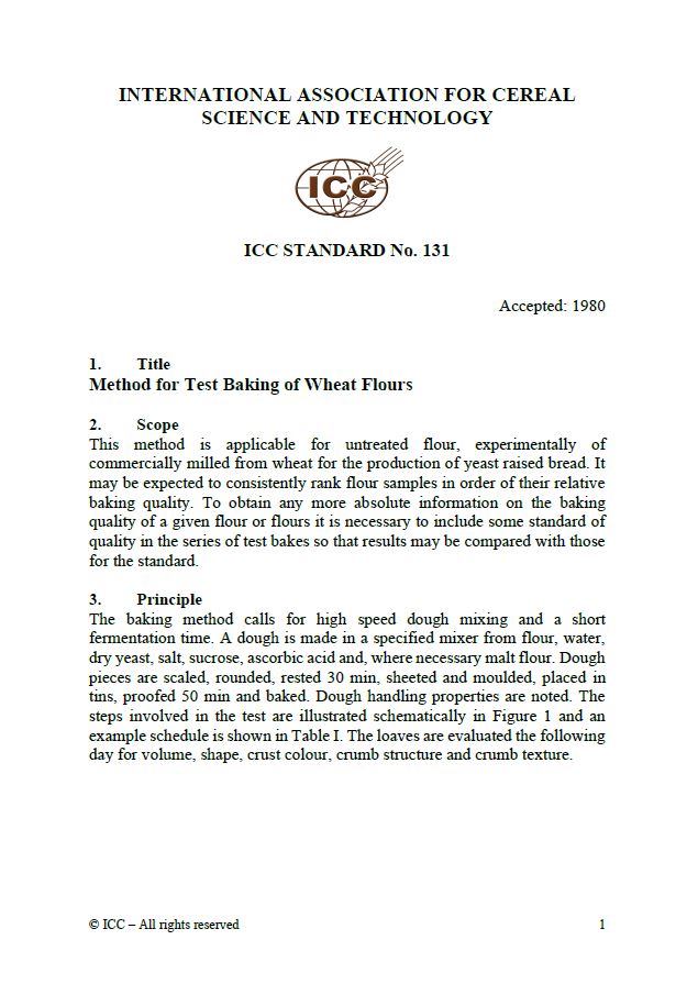 131 Method for Test Baking of Wheat Flours [PDF]