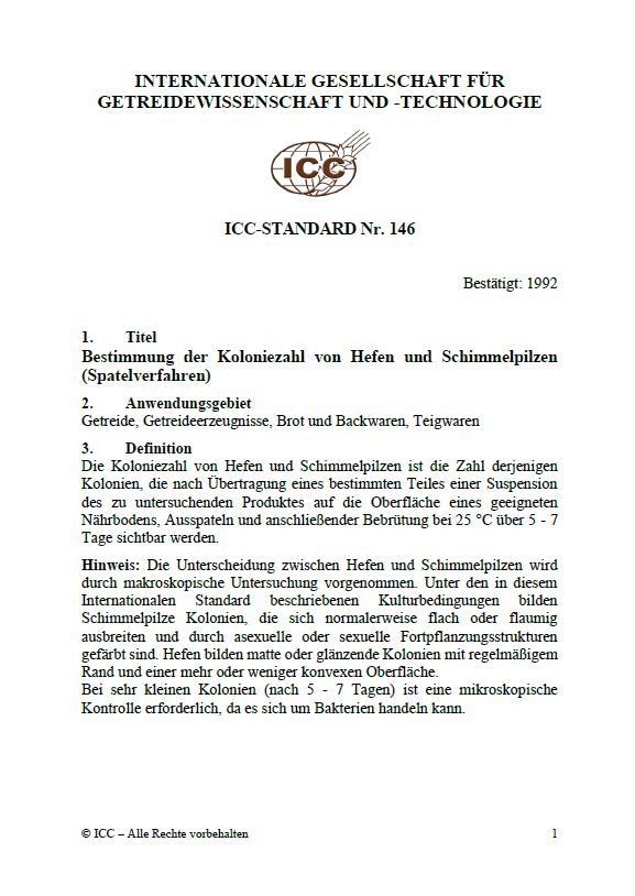 146 Bestimmung der Koloniezahl von Hefen und Schimmelpilzen (Spatelverfahren) [PDF]