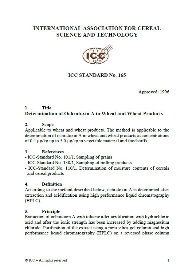 165 Determination of Ochratoxin A in Wheat and Wheat Products [PDF]